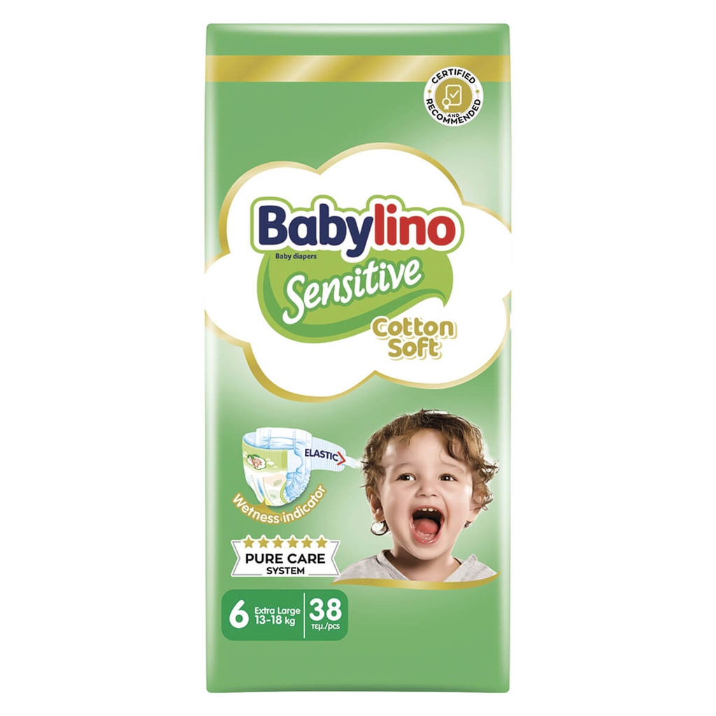 [1019981] Babylino Sensitive Cotton Soft No6 13-18 Kg Value Pack 38 τμχ