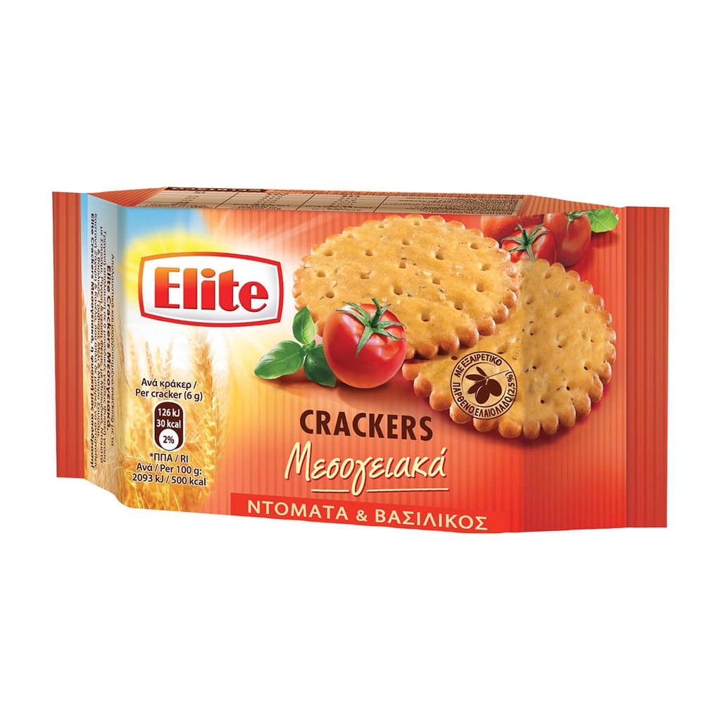 ELITE 105G CRACKERS ΜΕΣΟΓ. ΜΕ ΝΤΟΜΑΤΑ/ΒΑΣΙΛΙΚΟ