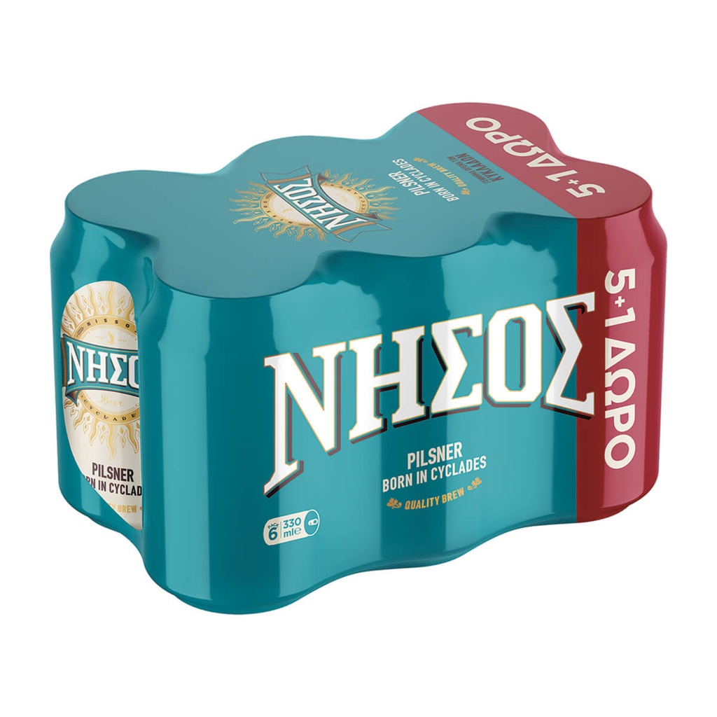 0,65)ΝΗΣΟΣ 330MLx5(+1free) ΜΠΥΡΑ PILSNER /KOYTI