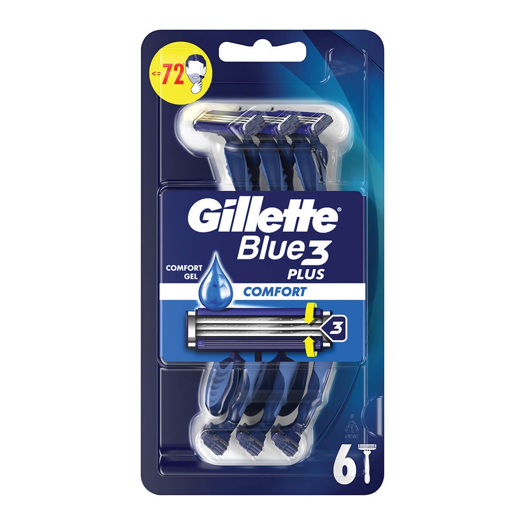 [1022730] GILLETTE BLUE 6-ΤΜΧ 3 PLUS COMFORT ΜΙΑΣ ΧΡΗΣΗΣ