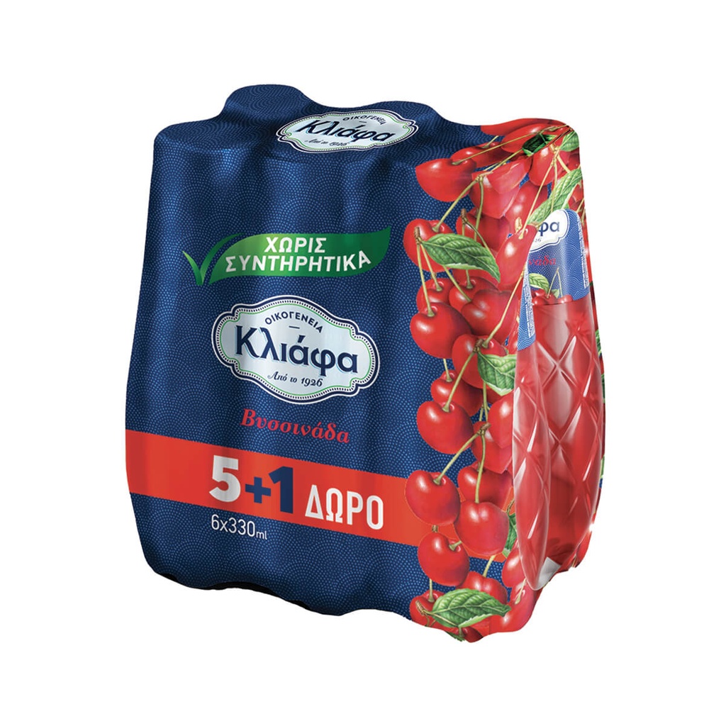 [1018326] Κλιάφα Αναψυκτικό Βυσσινάδα 5x330ml +1 Δώρο