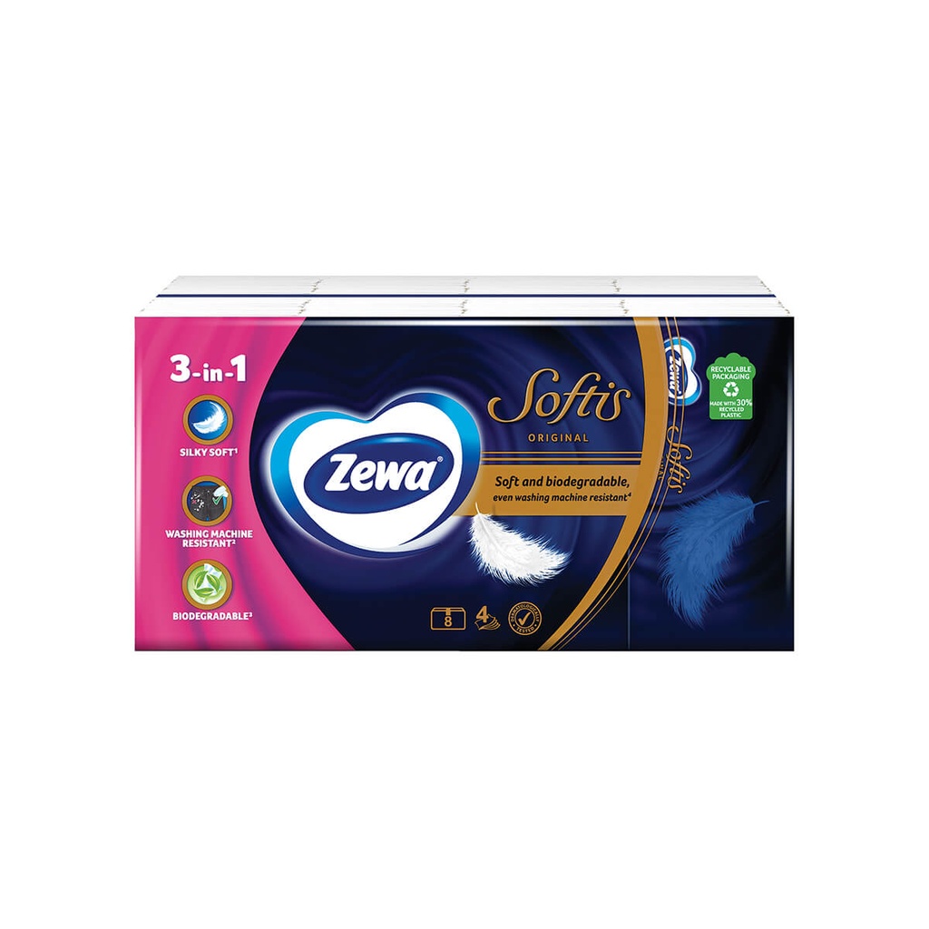 [1032728] Zewa Softis Χαρτομάντηλα Τσέπης 8τμχ 176g