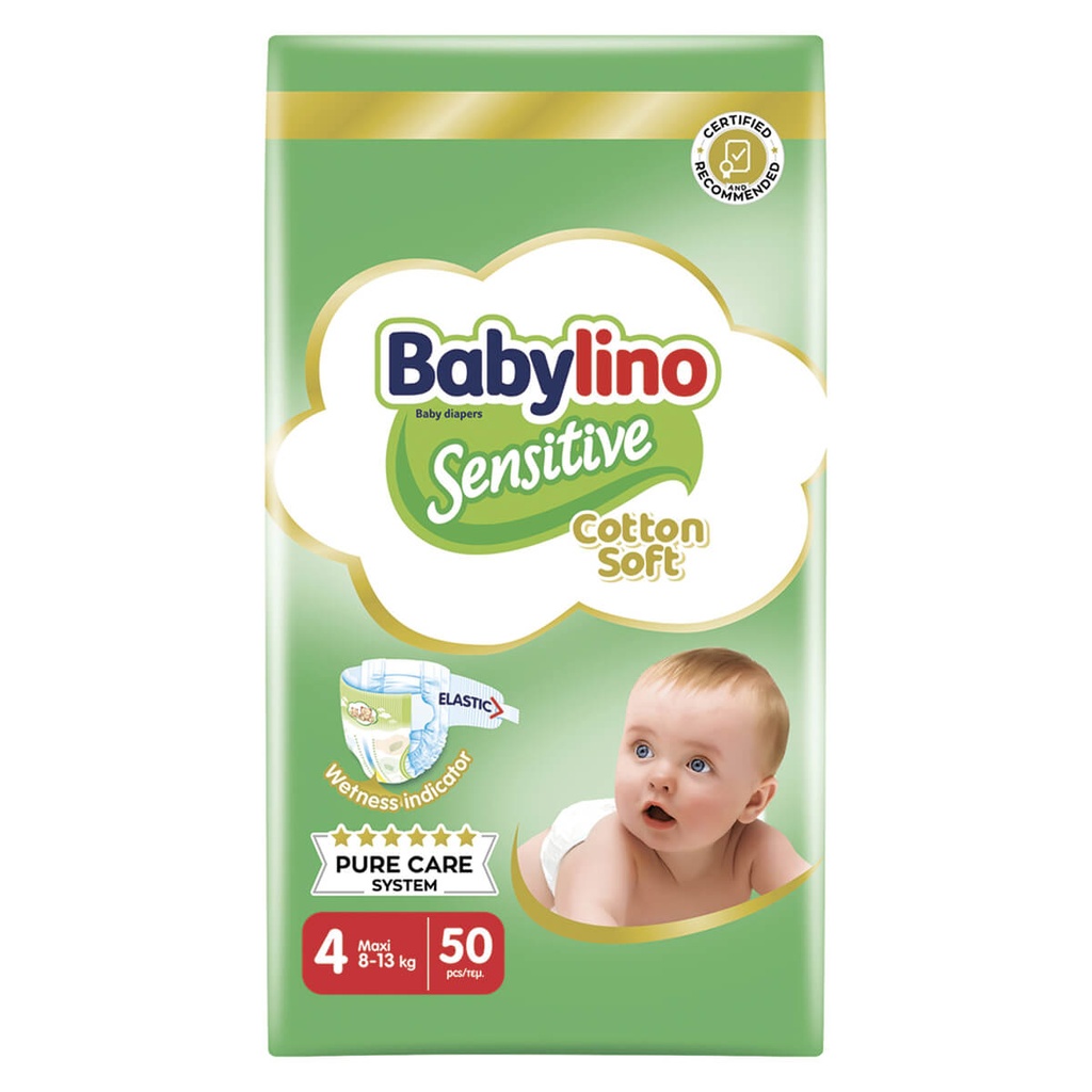 [1007576] Babylino Sensitive Cotton Soft No4 8-13 Kg Value Pack 50 τμχ
