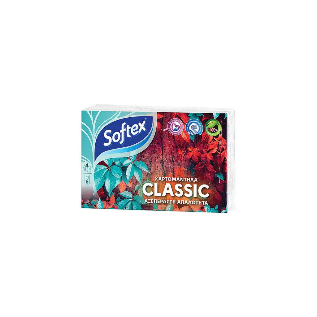 [1031952] SOFTEX 6-ΤΜΧ ΧΑΡΤΟΜΑΝΤΗΛΑ ΤΣΕΠΗΣ CLASSIC 4ΦΥΛ (22Gx6)