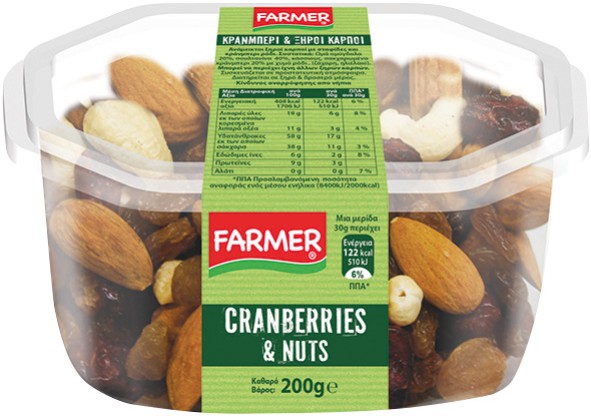 [1002737] Farmer Mix Ξηρών Καρπών & Κράνμπερι 200gr