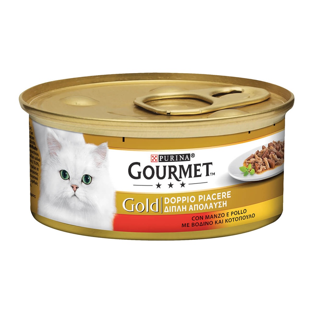 [1017584] GOURMET 85G ΓΑΤΑΣ GOLD DUO ΒΟΔΙΝΟ/ΚΟΤΟΠ