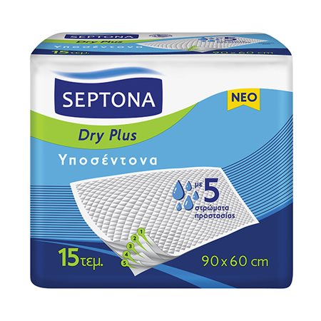 [1004125] Septona Υποσέντονα Dry Plus 60x90cm 15τμχ για Προστασία Κρεβατιού και Επιφανειών