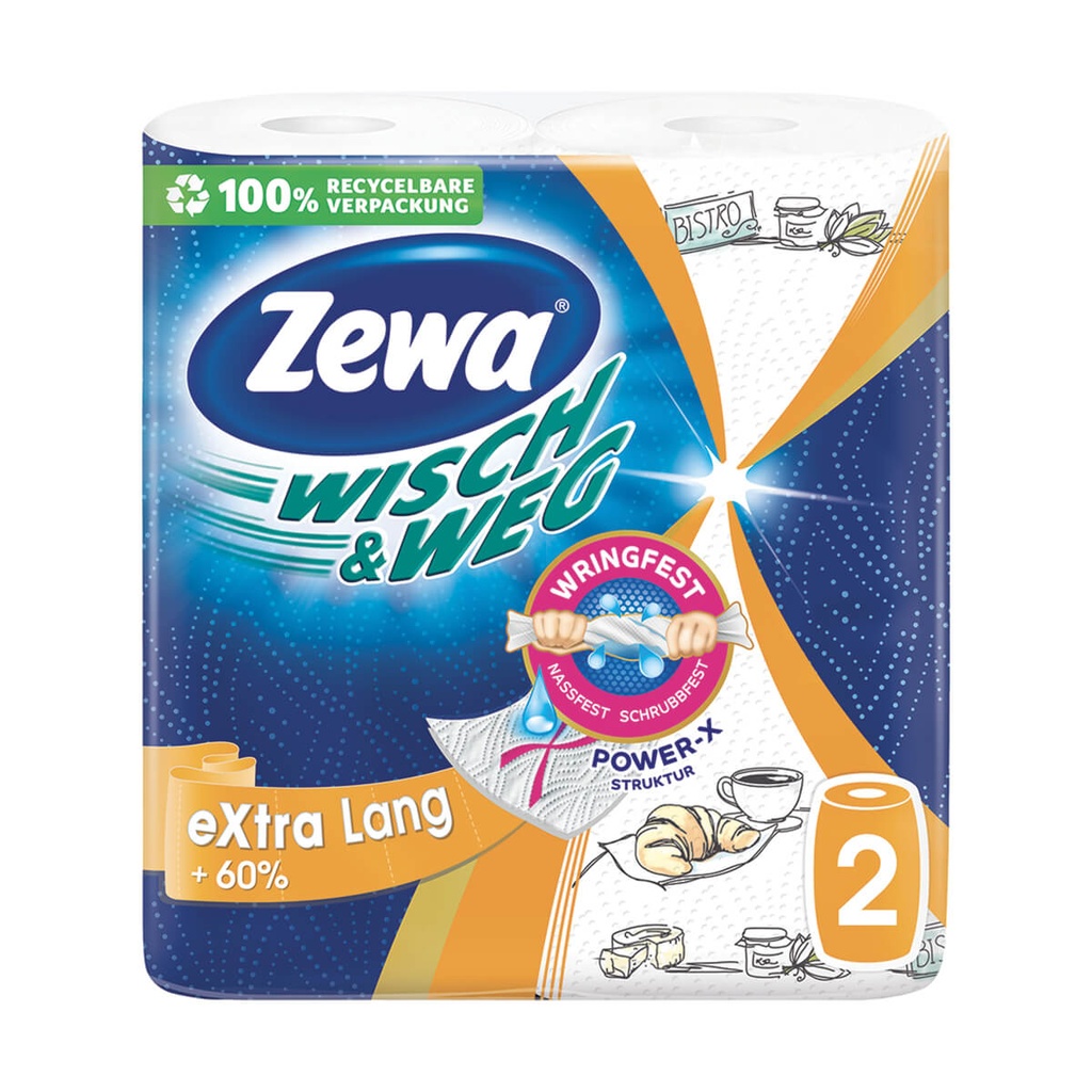 Zewa Wisch & Weg Extra Lang Ρολό Κουζίνας Με Σχέδια 2πλό 376g