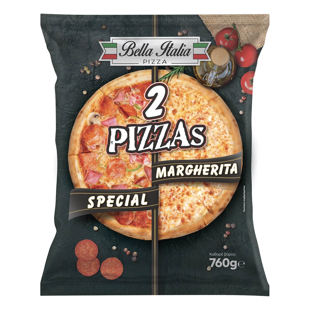 [1012992] Bella Italia Πίτσα Μαργαρίτα & Σπέσιαλ 2τμχ 760gr