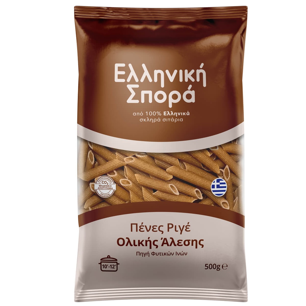 [1014301] Ελληνική Σπορά Πένες Ριγέ Ολικής Άλεσης 500g