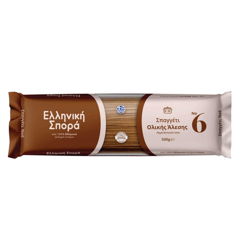[1014307] Ελληνική Σπορά Μακαρόνια Σπαγγέτι Ολικής Άλεσης No6 500g