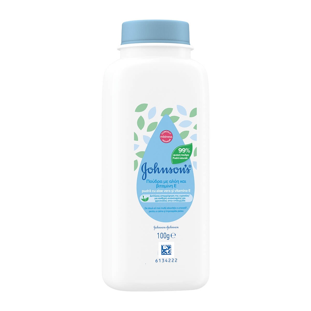 [1025420] JOHNSONS 100G BABY POWDER ALOE & VITAMIN E