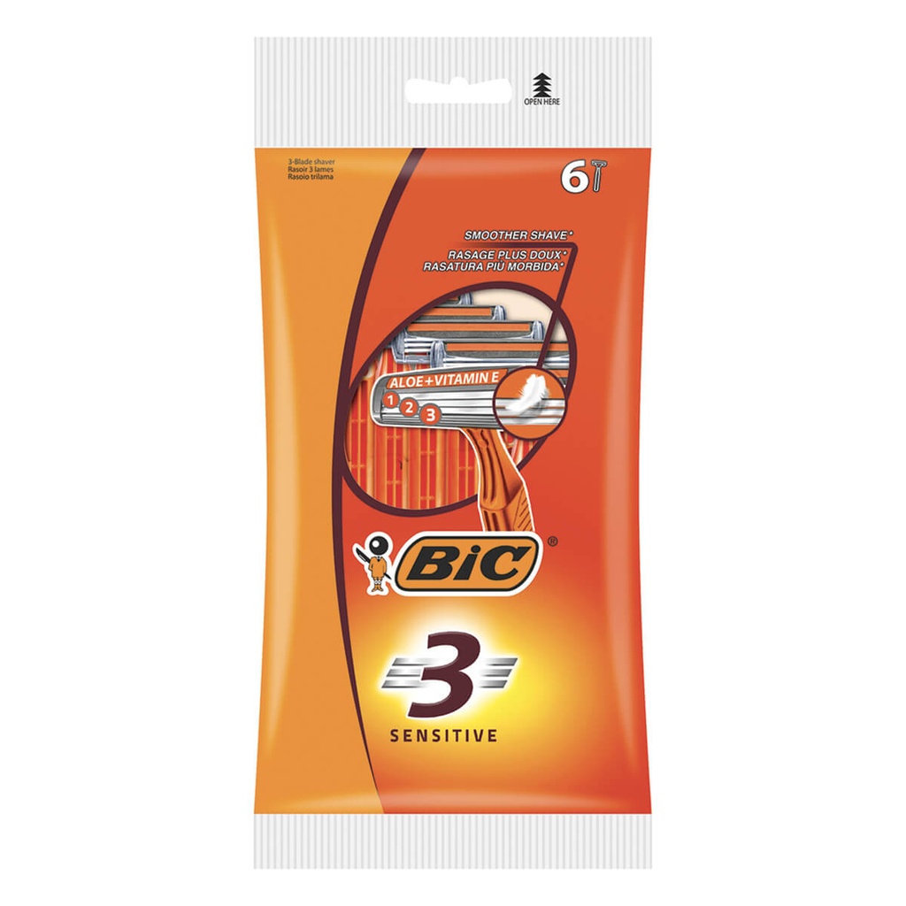 [1033451] BIC 6-ΤΜΧ SENSITIVE 3-ΛΕΠΙΔΕΣ ΜΙΑΣ ΧΡΗΣΗΣ