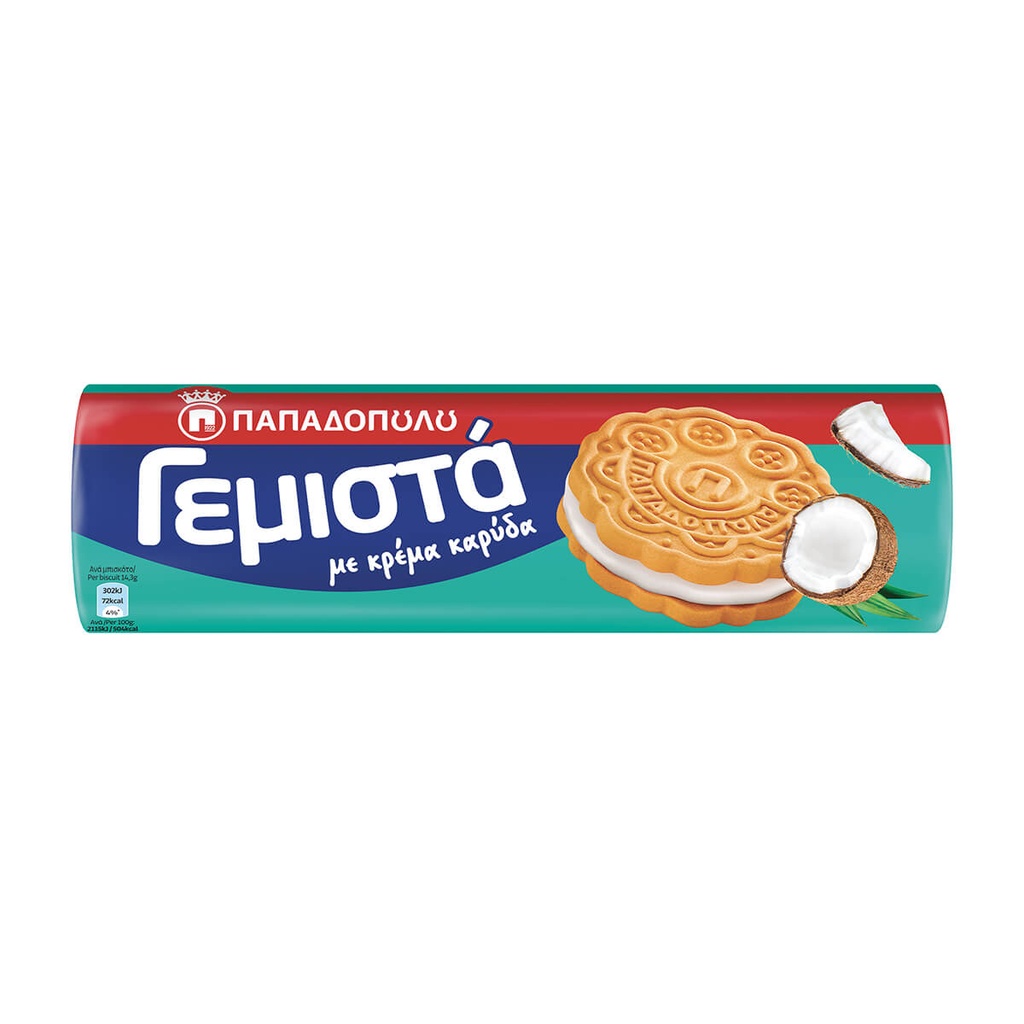 Παπαδοπούλου Μπισκότα Γεμιστά Καρύδα 200g