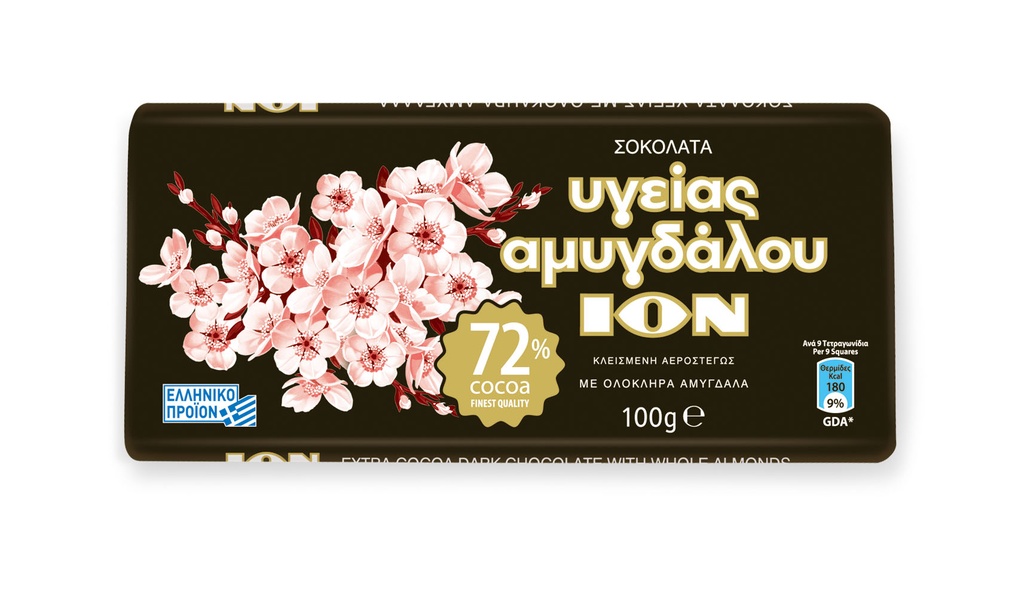 [5012501034076] ΙΟΝ 100G ΣΟΚΟΛΑΤΑ ΥΓΕΙΑΣ 72% ΟΛΟΚΛ ΑΜΥΓΔΑΛΑ