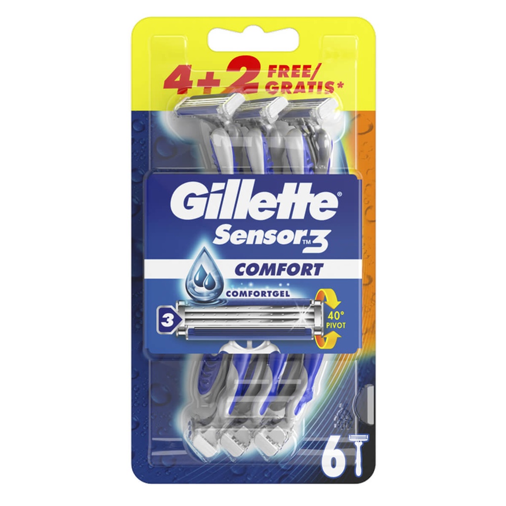 [1004886] GILLETTE MEN (4+2 free) SENSOR-3 ΜΙΑΣ ΧΡΗΣΗΣ