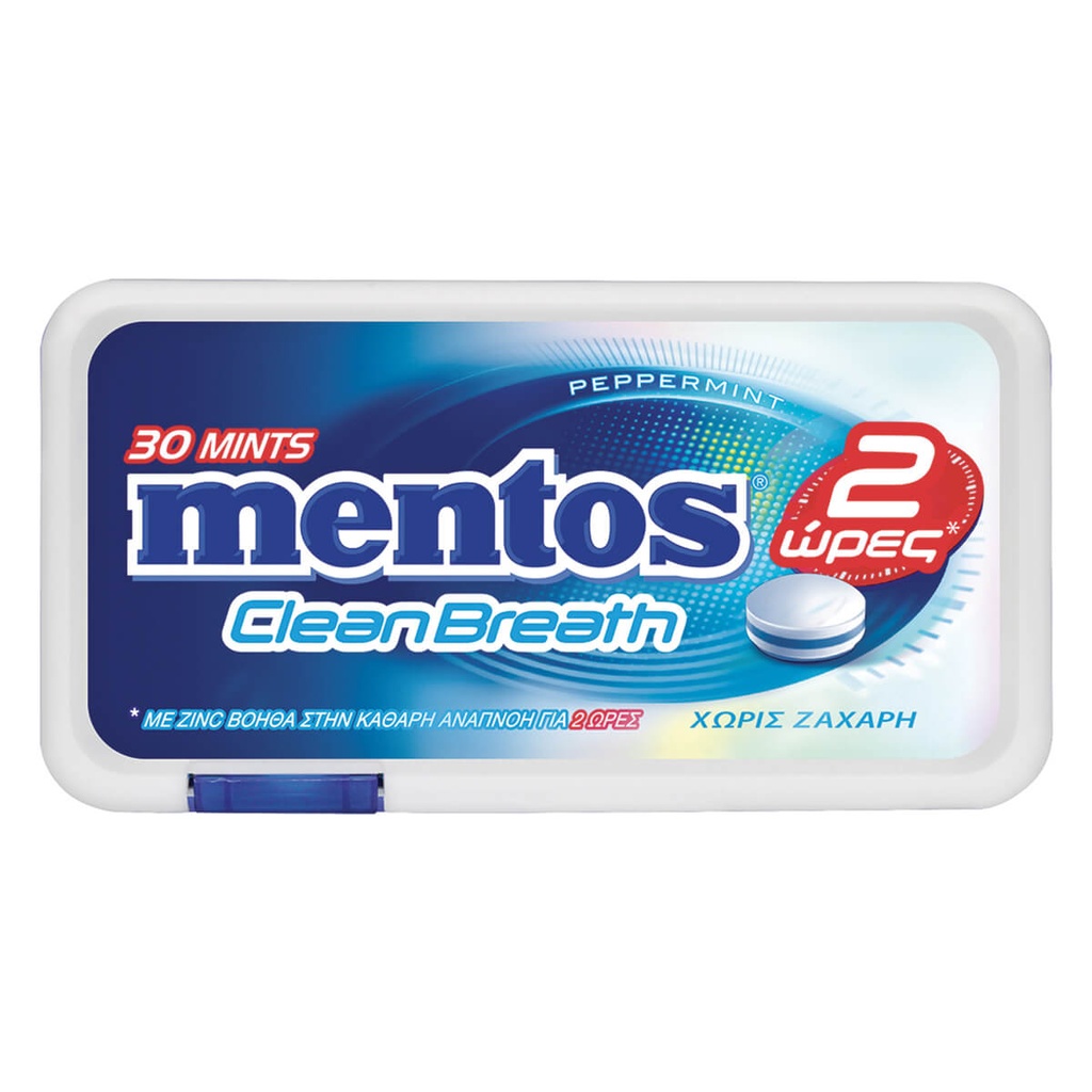 [1007753] Mentos Clean Breath Peppermint Παστίλιες Χωρίς Ζάχαρη 21gr