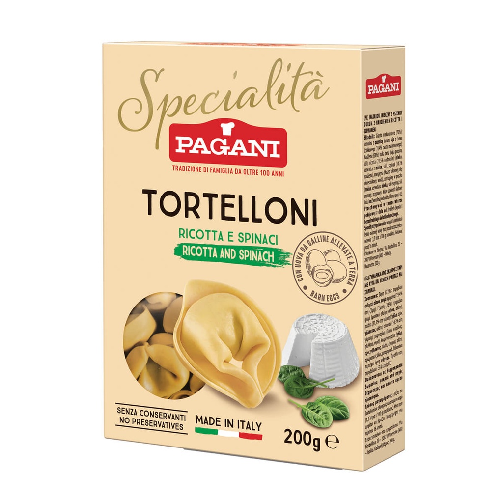 [1013860] PAGANI 200G SPECIALITA TORTELLONI RICOTTA SPINACH