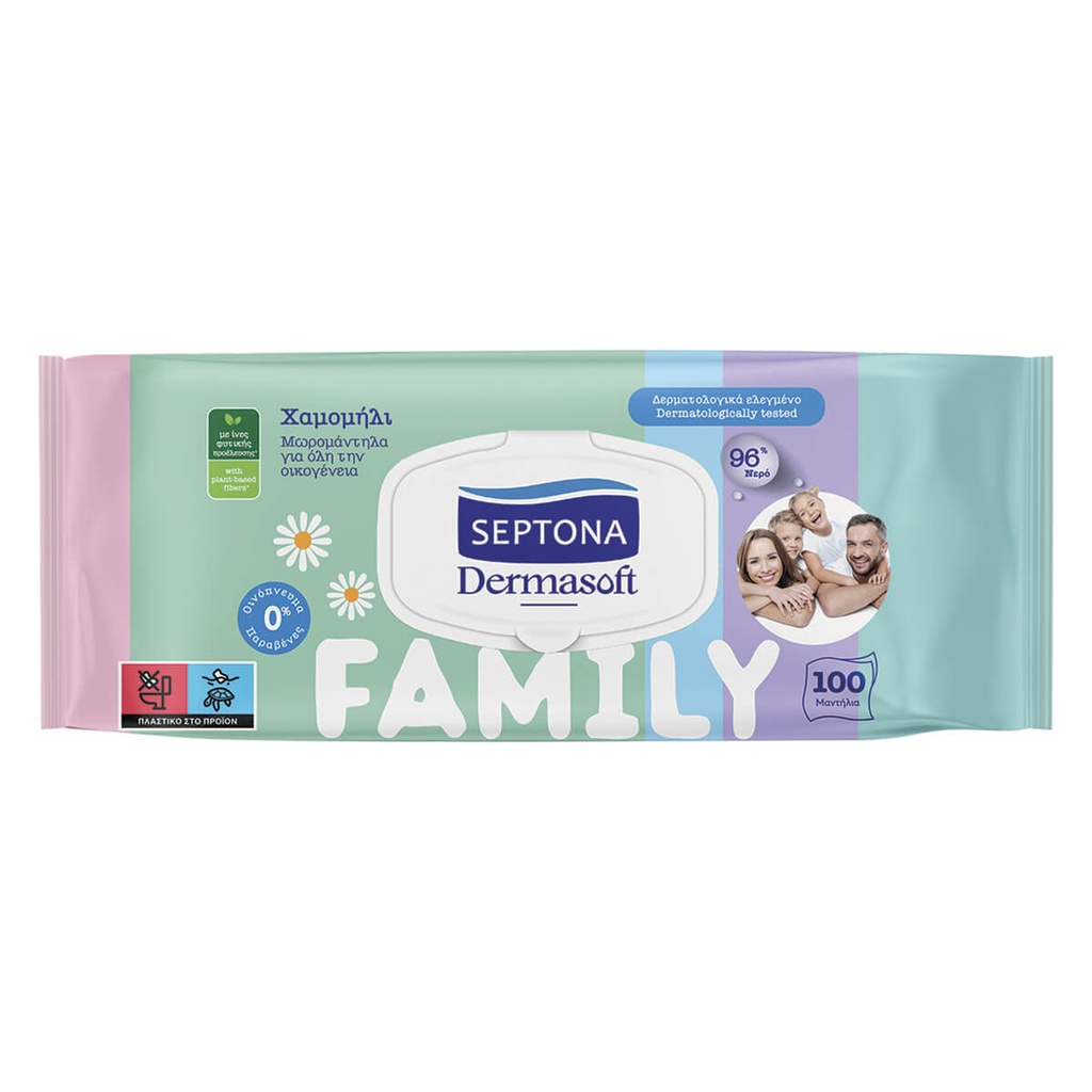 [1023900] Septona Μωρομάντηλα Dermasoft Family 100τμχ