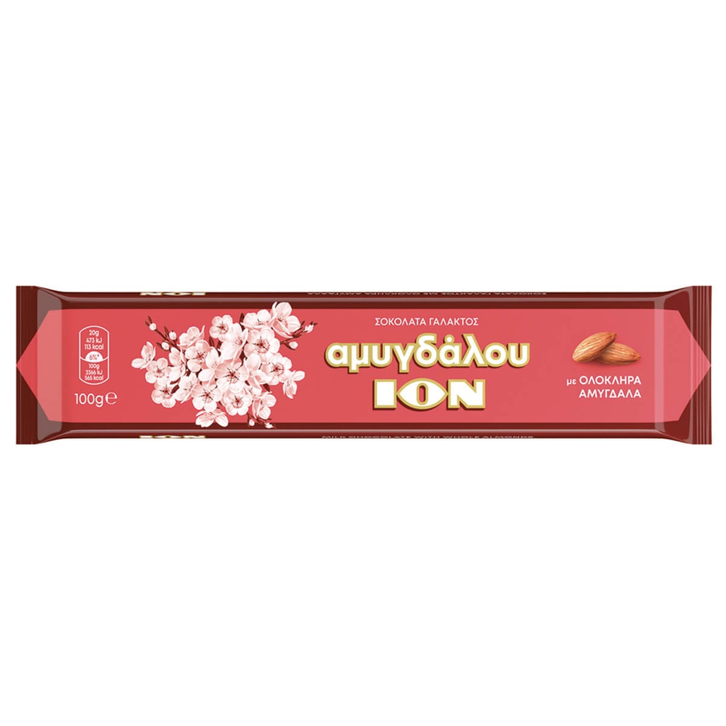 [1030525] ΙΟΝ 100G ΣΟΚΟΛΑΤΑ ΓΑΛΑΚ ΜΕ ΟΛΟΚΛ ΑΜΥΓΔΑΛΑ