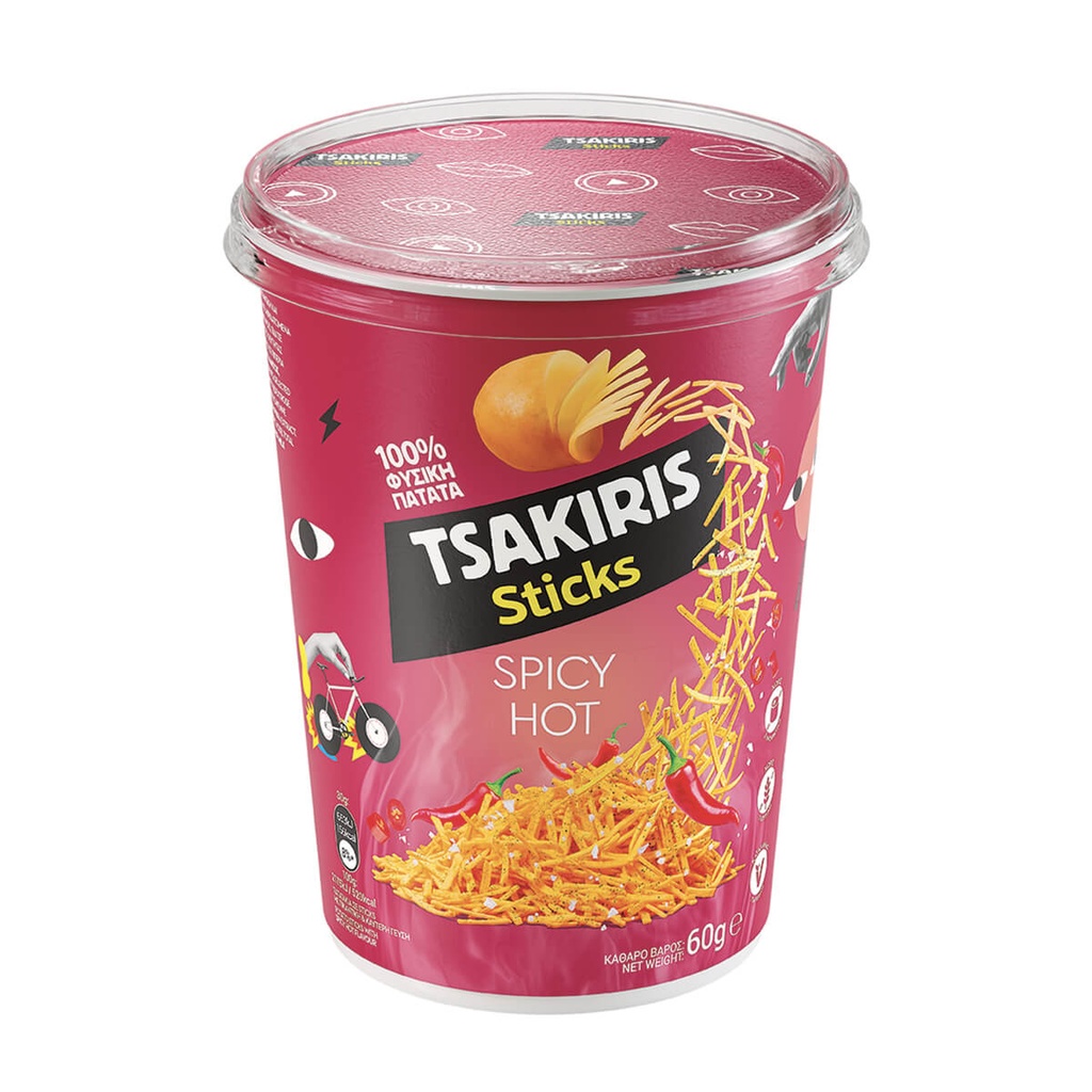 ΤΣΑΚΙΡΗΣ 60G STICKS CUP SPICY HOT