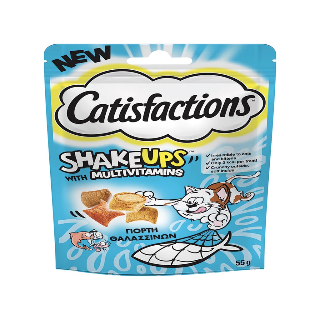 Catisfactions Shake Ups Γιορτή Θαλασσινών Λιχουδιές για Γάτες 55gr