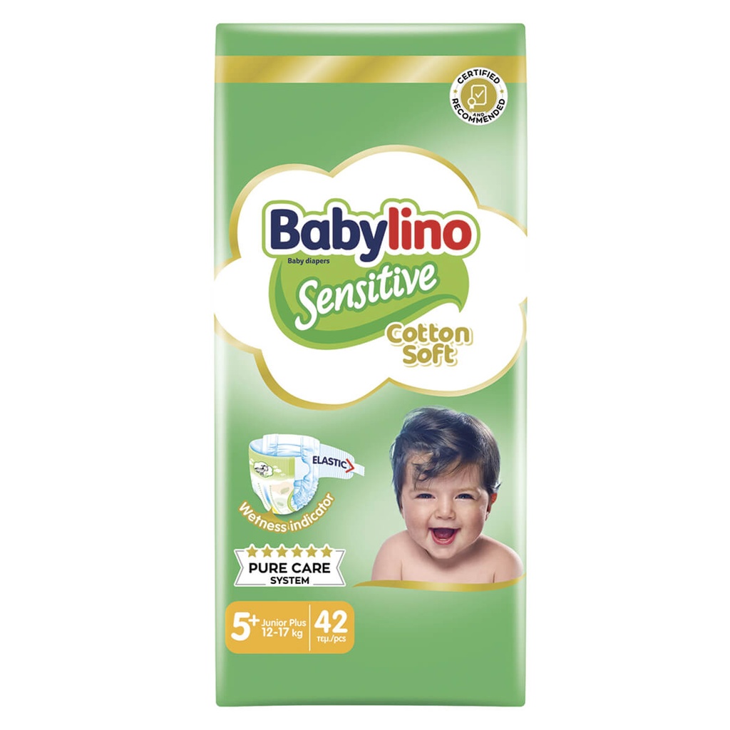 [1011613] Babylino Sensitive Cotton Soft No5+ 12-17 Kg Value Pack 42 τμχ